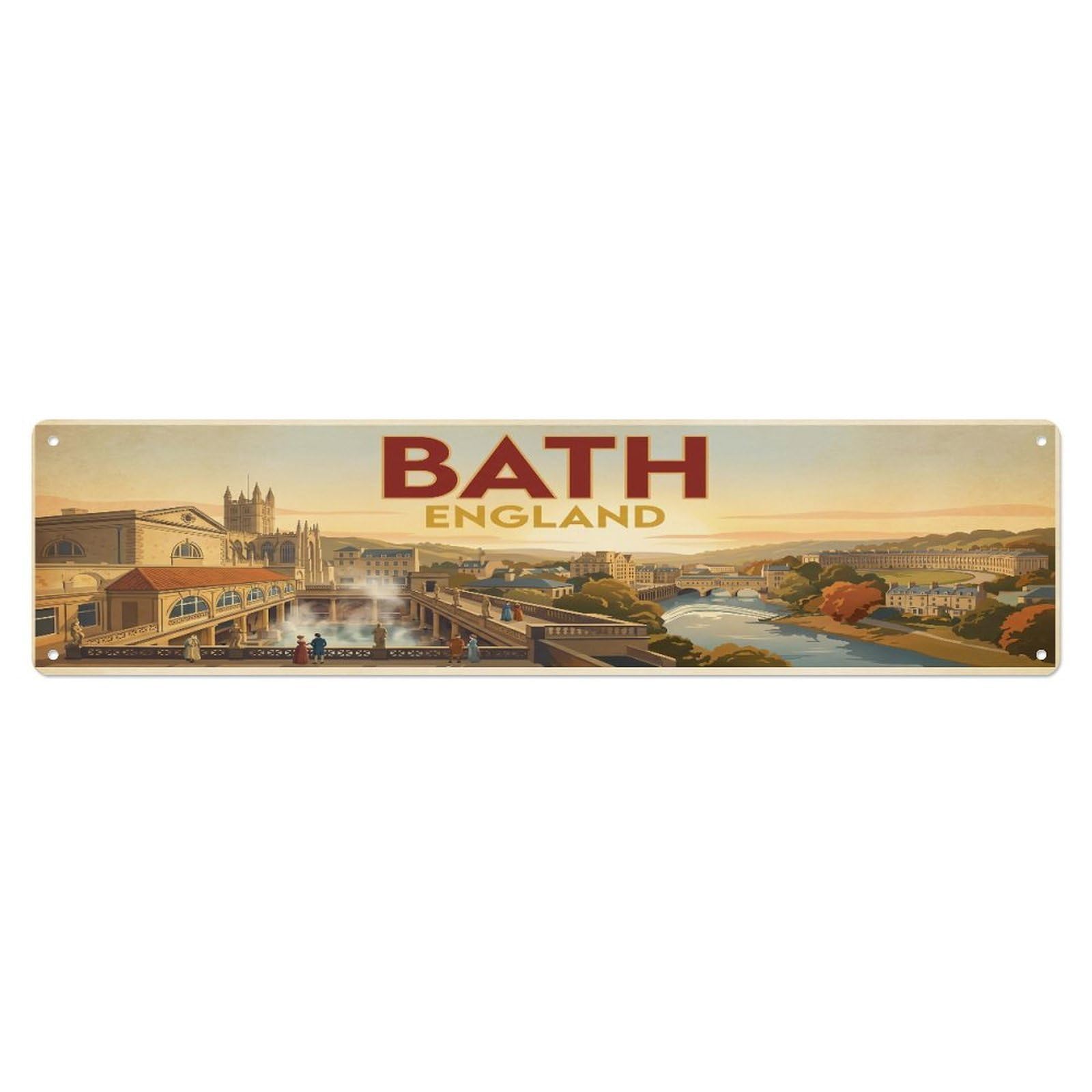 Tgrcjimh Style Metal Tin Sign Retro Travel England Bath