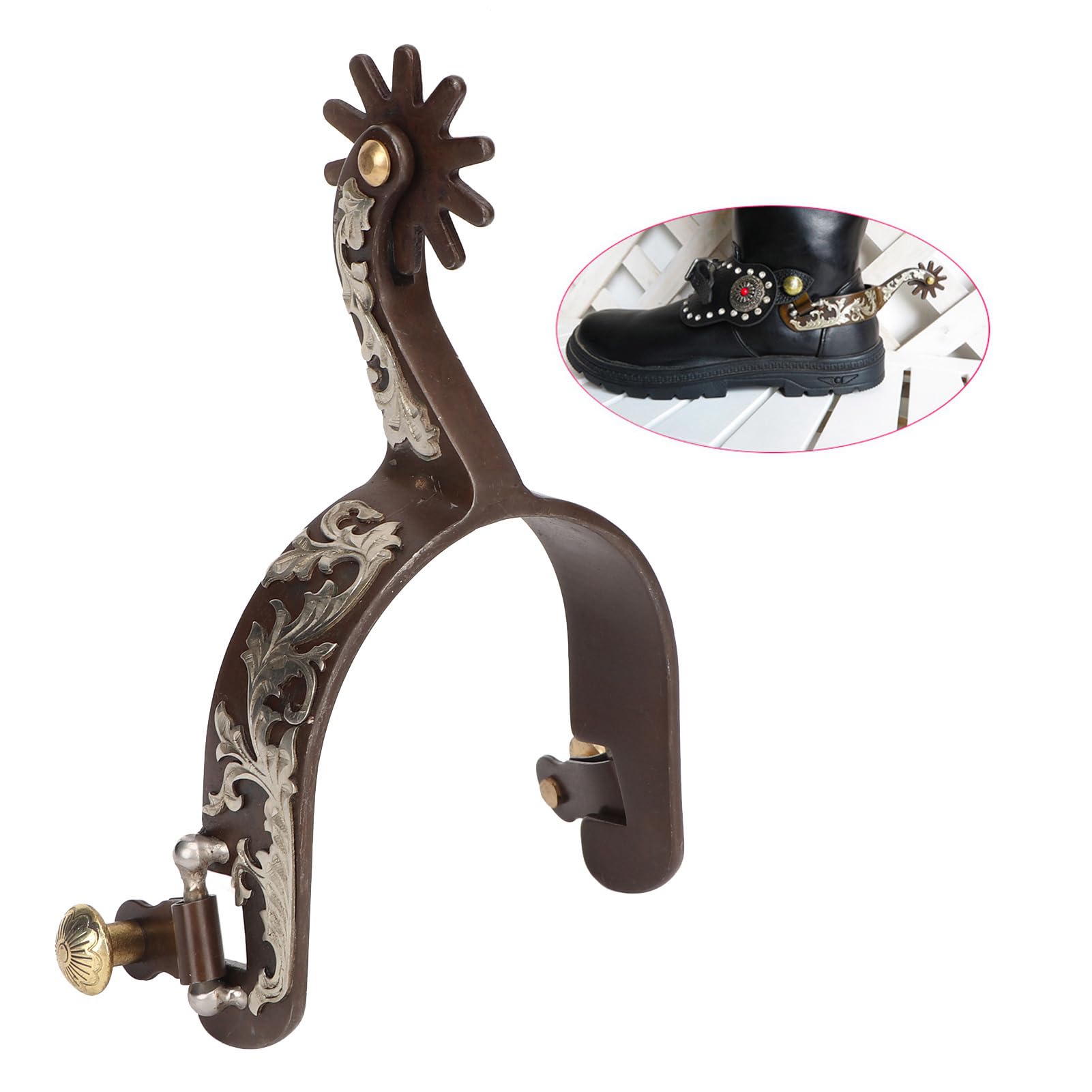 Hapividda 2pcs Western Cowboy Spurs, Bronzo Vintage in Bronzo in Bronzo a Basso Contenuto di Carbonio a Cavallo con Attrezzatura a Turno per Cavallo per Appassionati di equestri