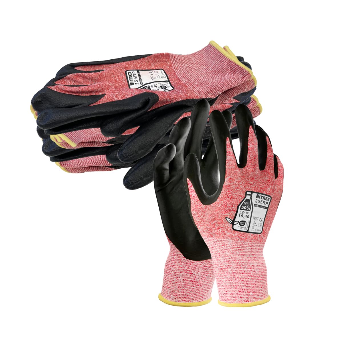 NITREX 255RP Work and Safety Gloves - 5 Pairs - General Handling Gloves - Abrasions and Tearing Protection - Water Based PU Palm Coated – Touchscreen - Mechanical and Industrial Protection - Size 8