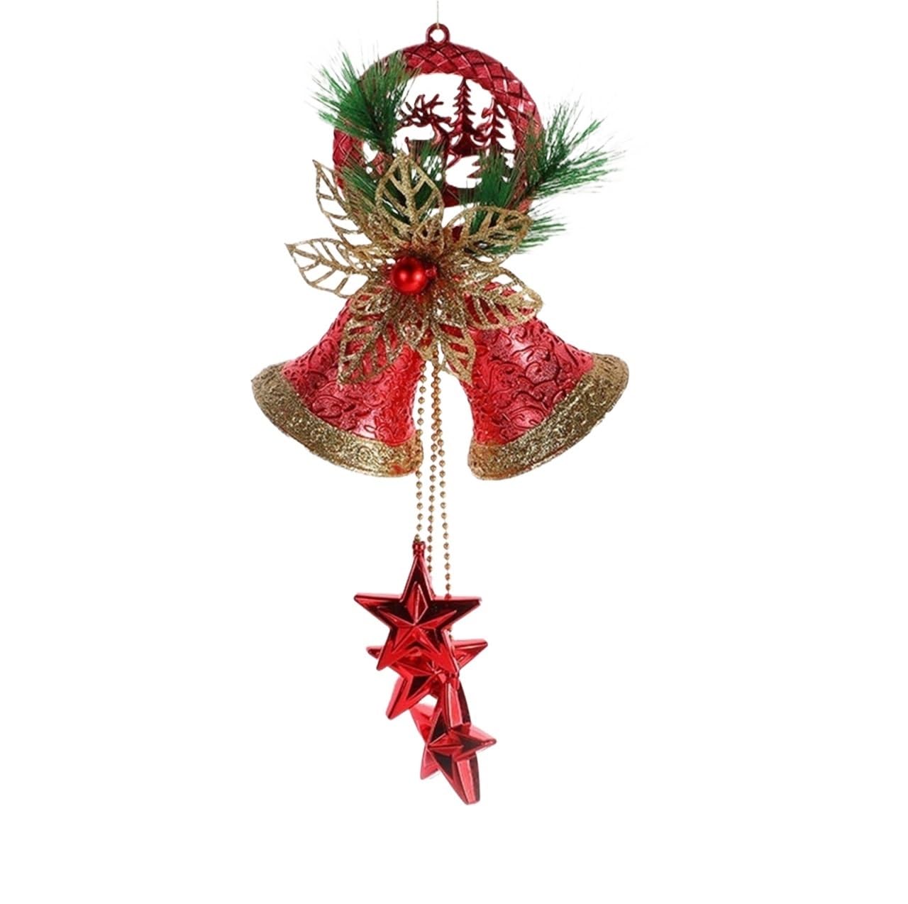 Campanelle Natale Campane di Natale da 2 Pezzi Appendere Rustiche in Plastica con Corde Decorazioni Vintage for Interni Casa Decorazioni