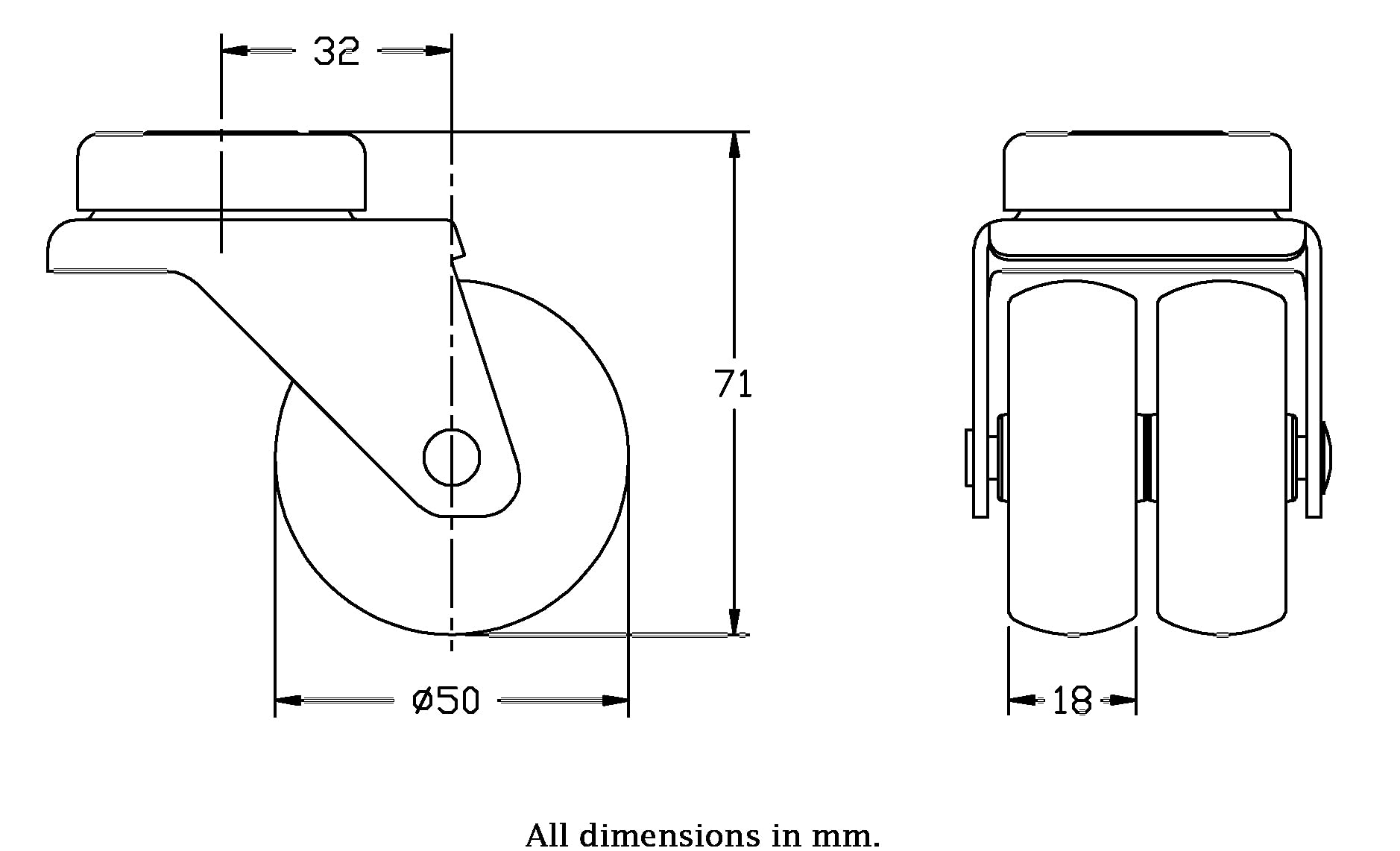 Set Di 4 Ruote Doppie Da 50 Mm Con Freno - Portata 270 Kg, Piastra Di Fissaggio, Per Carrelli - Foto 7