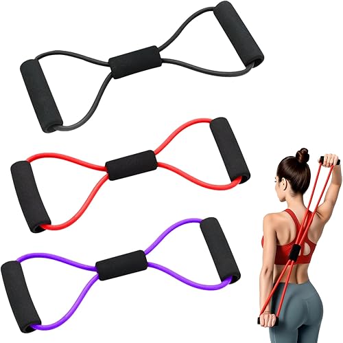 Figura 8 bandas de resistencia de fitness con asas, bandas elásticas de ejercicio para mujeres, brazo, hombro, espalda, pierna, estiramiento de