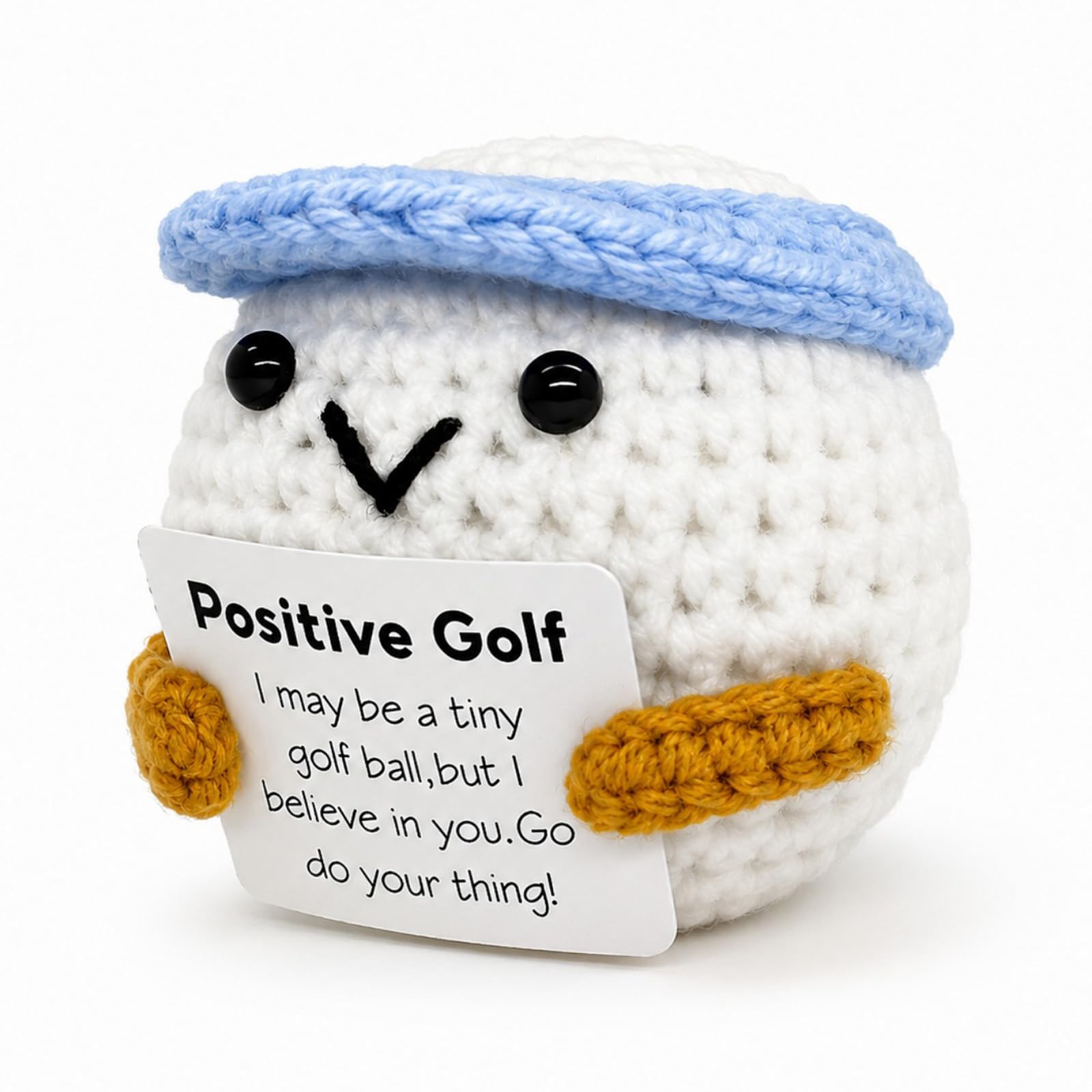 Taydin 1 Pack Crocheted Capped Funny Golf Balls, Knitted Positive Golf Gifts Doll For Men, Women, Emotional Support Gift With Good Luck Card For Golfer, Golfs Lover, Coach