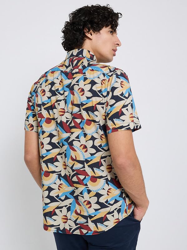 Image of Ben Sherman Mens Multi-Color Floral Print Short Sleeve Shirt | Lightweight Breathable