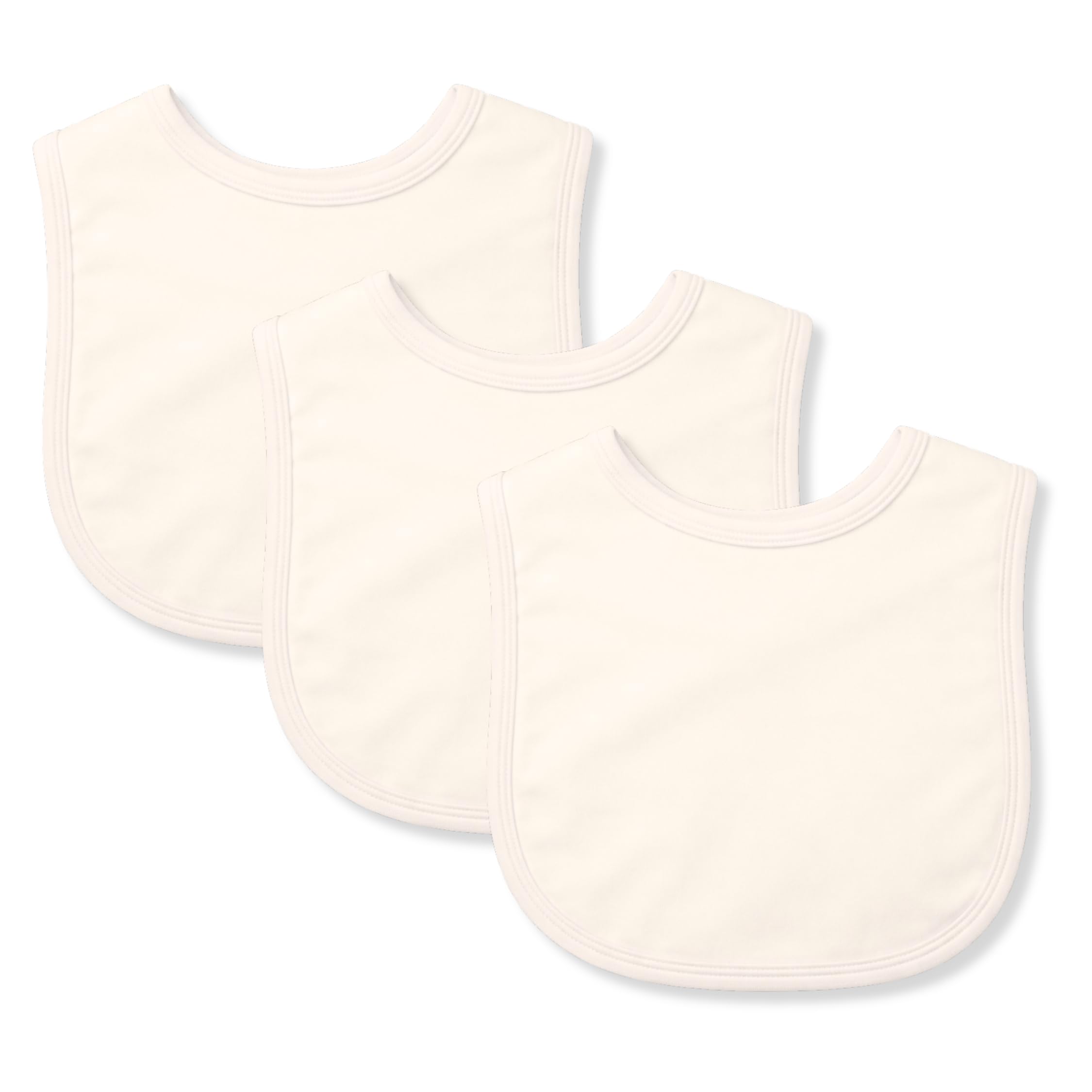 Baby Bibs, 100% Cotton Dribble Bibs For Boys & Girls 0-24 Months 3 Pack or 6 Pack, Teething Bib, Milk Feeding Bib Cream 3 Pack