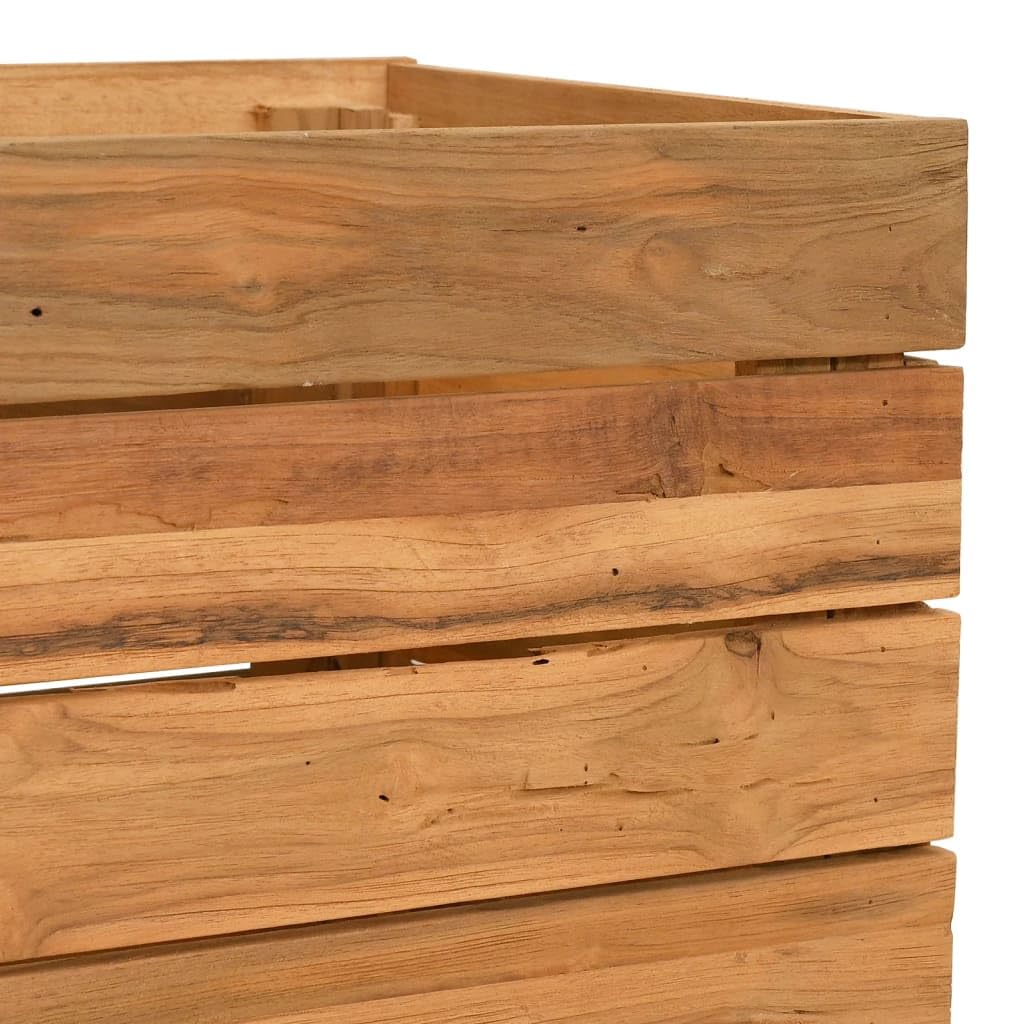 Fioriera Rialzata 50x40x55 cm in Legno Teak e Acciaio | Portavaso con ripiano inferiore in acciaio per piante e fiori, ideale per arredare salotto, balcone o patio.