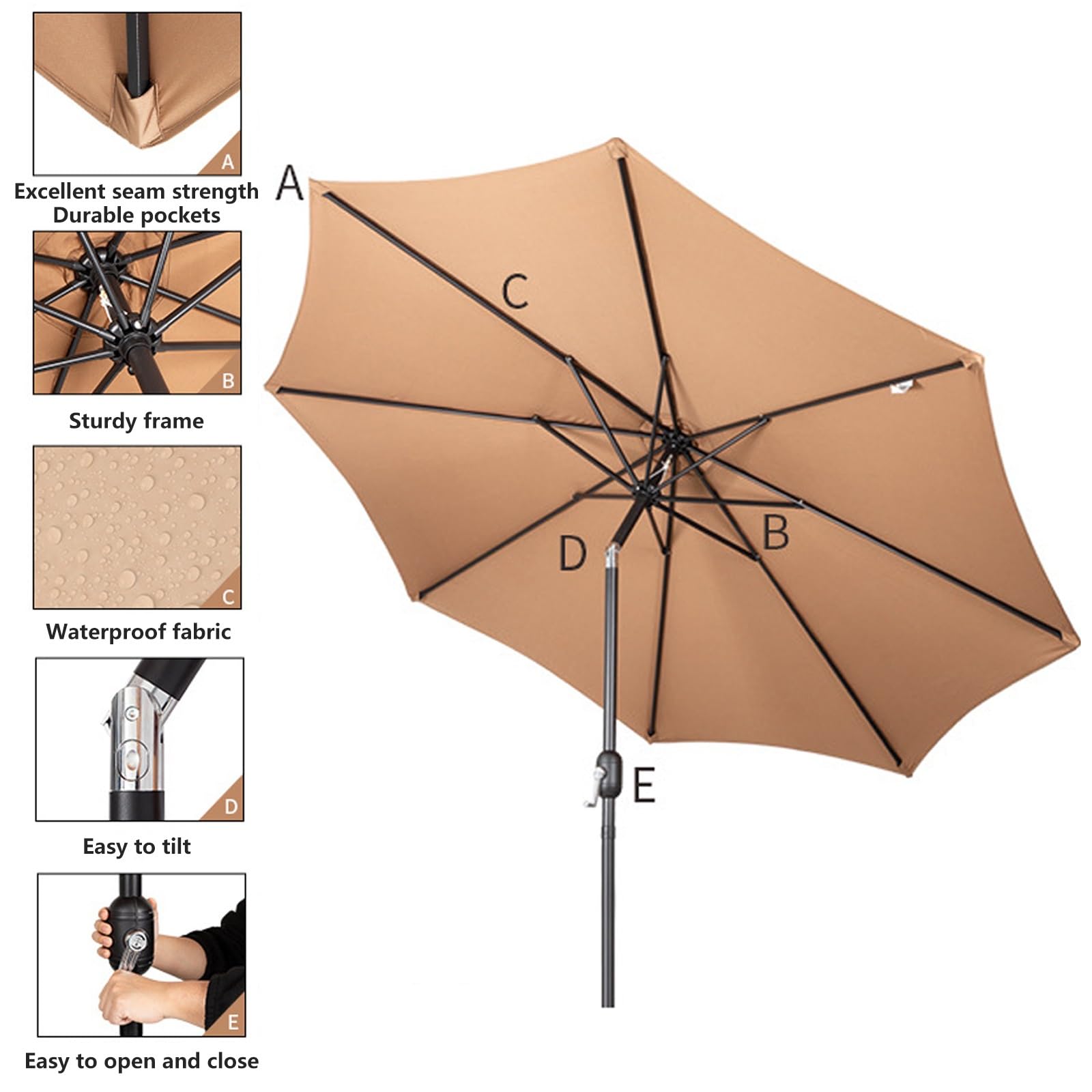 Sonnenschirm Balkon Mit Halterung Drehbarer Griff Balkonschirm Zum Knicken Stabile Struktur Geeignet für Gärten Im Freien Straßencafés Restaurants Parks(Wine red,230cm)