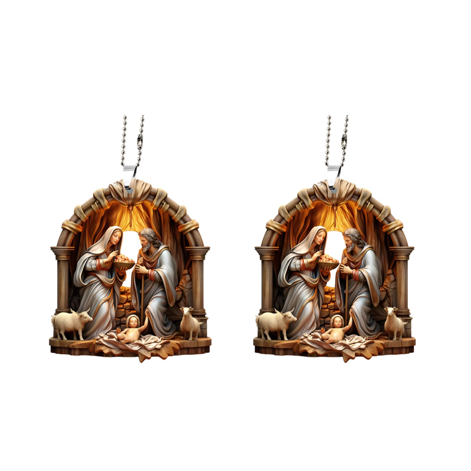 Yhplxyuus Of 2 Nativity Scene Pendant Acrylic Wall Hangings Decorative Hangers Perfect for Interior Enthusiasts Acrylic Decorative Pendant