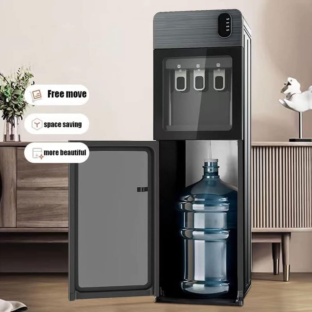 Distributore d'acqua da pavimento con caricamento dal basso, refrigeratore d'acqua in bottiglia, refrigeratore per acqua fredda, acqua calda, tre funzioni, per soggiorno, ufficio, 01, 100 cm x 30 cm x
