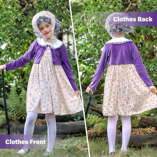 Costume vieille dame pour enfants ensemble 10 pièces 100 jours d'école S - 2