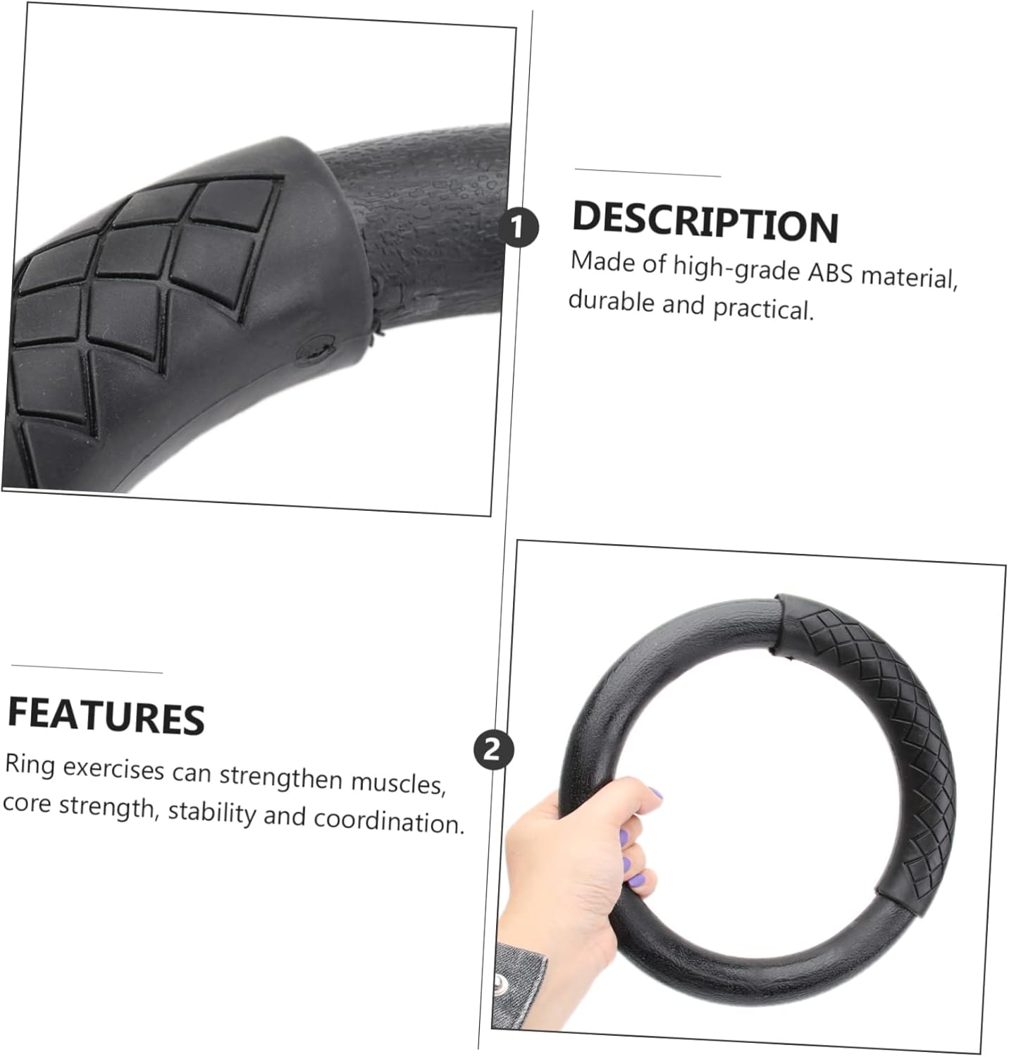 VICASKY 1Pair Abs Gymnastic Rings Fitness Rings for Home Workouts Durable Exercise Equipment for Strength Training Straps for Pull Ups for Muscle Activation