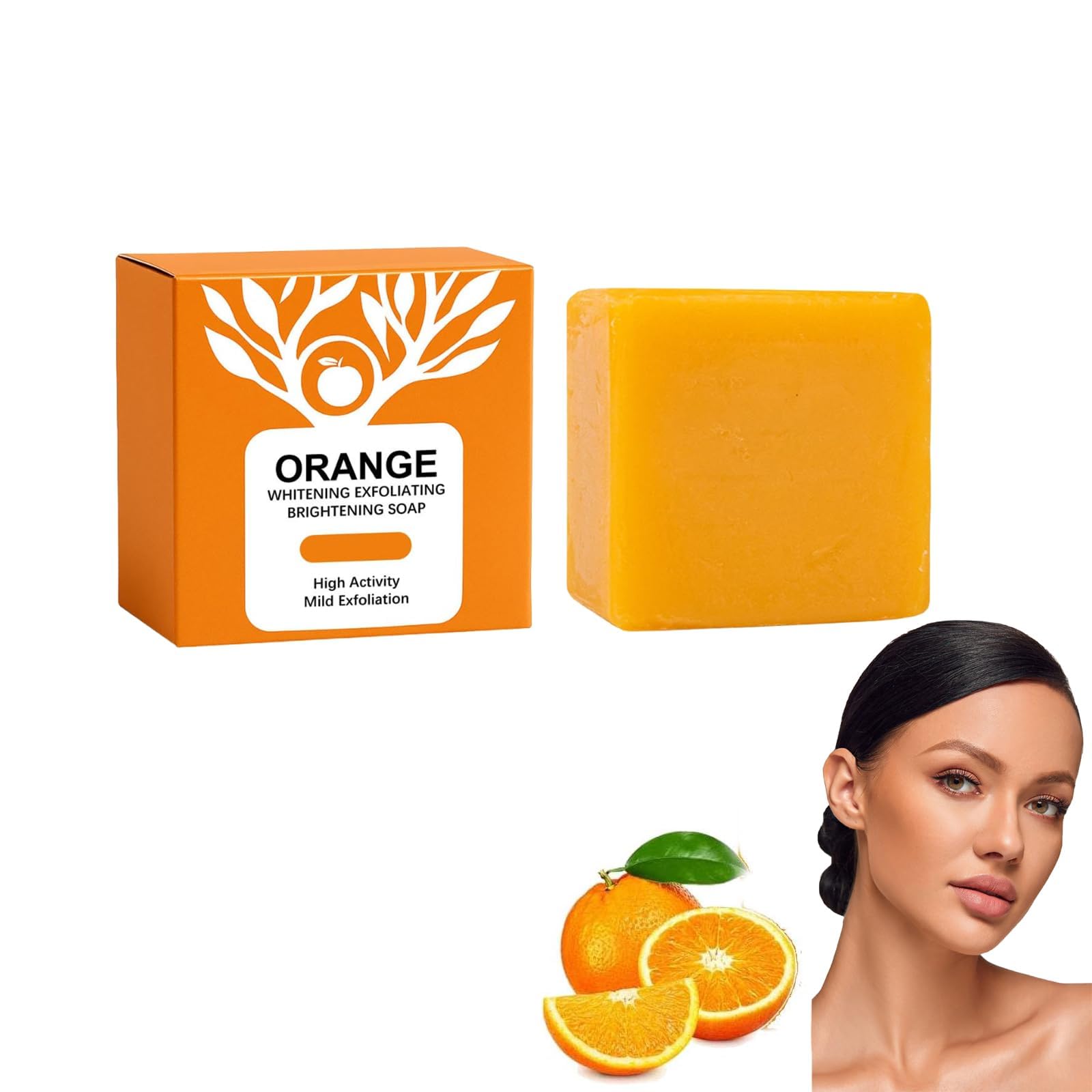 Jabón natural de naranja dulce con exfoliante, Limpieza profunda e hidratación facial para todo tipo de piel（3pcs）