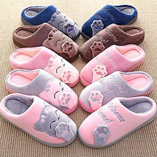 SITAILE Pantufas masculinas de pelúcia fofas para casa gato da sorte quente inverno interior casa ch