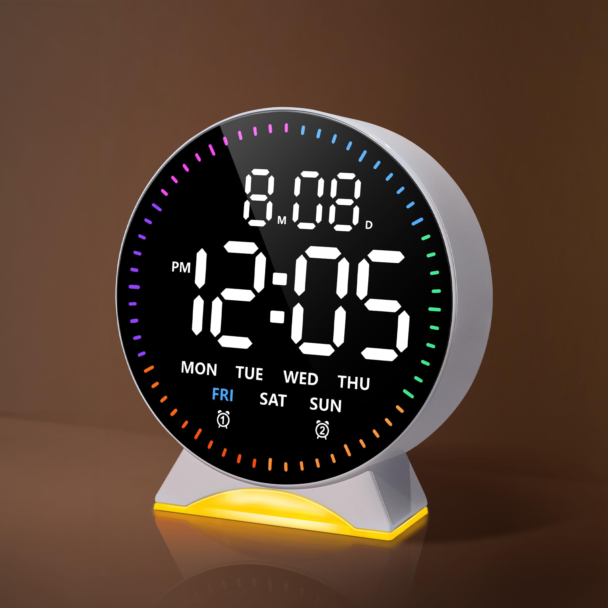 Lafocuse Digital Wecker 9 RGB-Nachtlicht Funktionen Schlafzimmer Büro