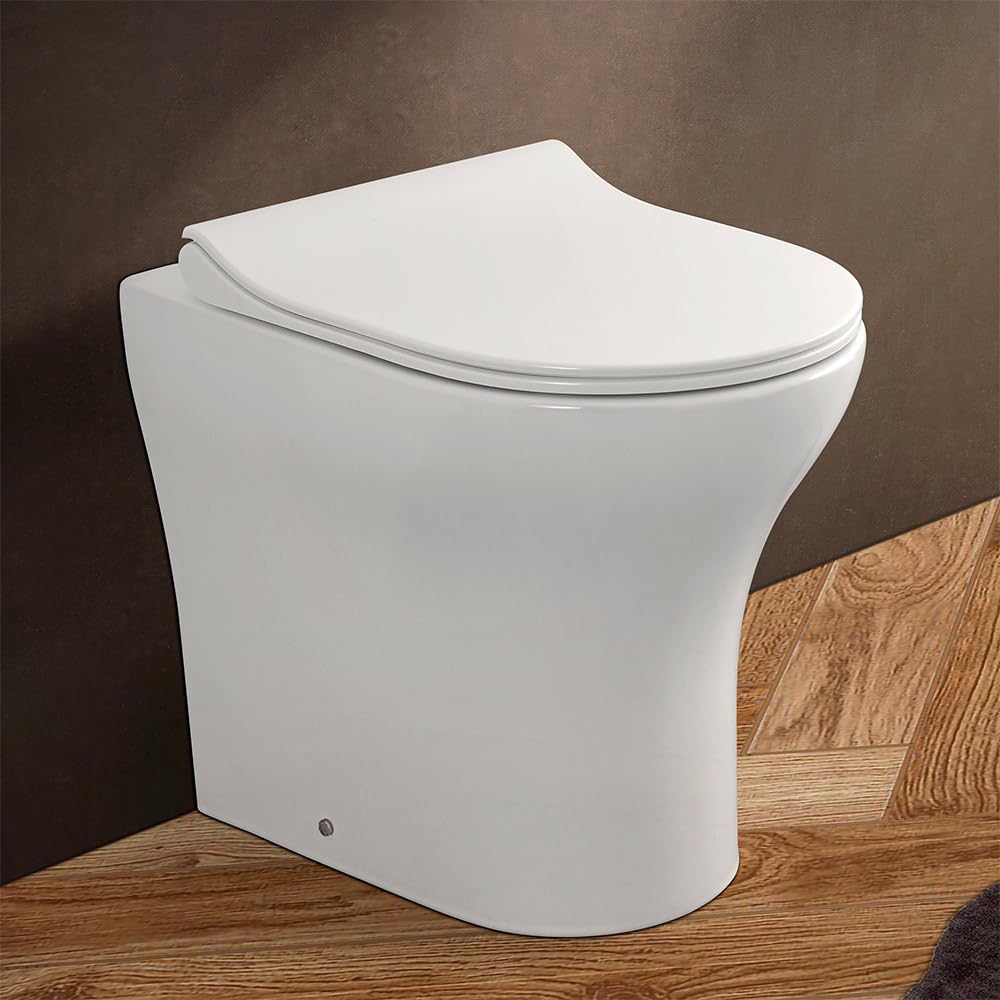 Wc singolo filomuro bianco lucido senza brida, scarico universale a parete o a pavimento, fissaggi inclusi, ITACA