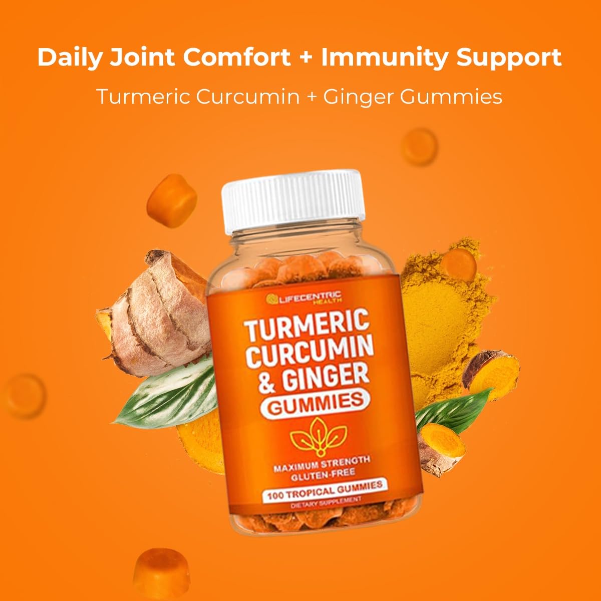 Turmeric Gummies for Adults and Kids | Max Strength Turmeric and Ginger Supplement | Vegan Organic Natural Turmeric Curcumin Gummies for Overall Health | Best Curcumin Supplement with Ginger — Amazon image 3