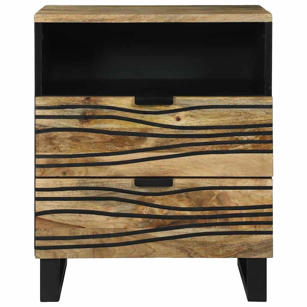 Stolik nocny z naturalnego materiału drewnopochodnego 50 x 33 x 62 cm z 2 szufladami i regałem, rustykalna szafka nocna jako stolik pomocniczy z miejscem do przechowywania do sypialni, salonu