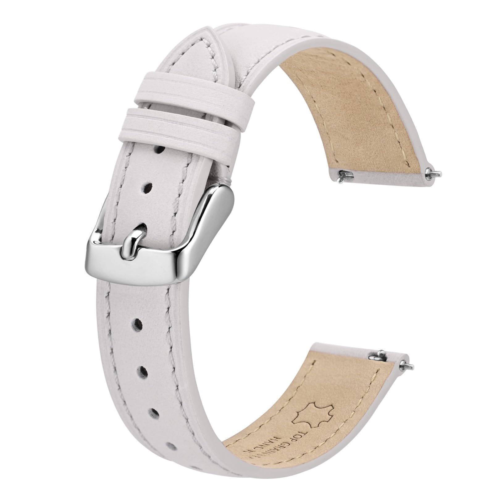 BISONSTRAP Elegancki skórzany pasek do zegarka z systemem szybkiego zapinania, dla kobiet i mężczyzn, dopasowany do uchwytów zegarków o szerokości 12 mm, 14 mm, 15 mm, 16 mm, 17 mm, 18 mm i 20 mm