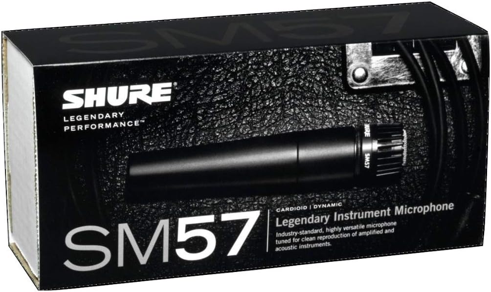 Shure SM57-LC Cardioid Dynamic Instrument Microphone Bundle with Boom Arm, Pop Filter and XLR Cable (4 Items)