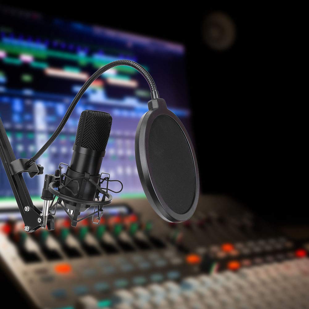 Dilwe USB-Podcast-Kondensatormikrofon, Computer-PC-Mikrofon-Set mit Verstellbarem Galgenarm, Ständer, Stoßdämpferhalterung für Gesangs-Gaming-Streaming