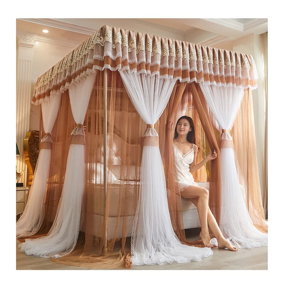 Moustiquaire à baldaquin de lit double couche pour grand lit de princesse de taille 200x220 cm
