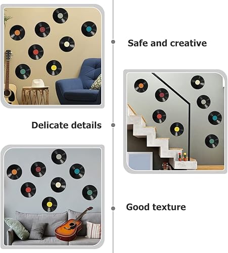 Miniatura 6 de 16 discos de vinilo para decoración de discos de vinilo, recortes de plástico, calcomanías falsas de plástico, decoración de fiesta temática de