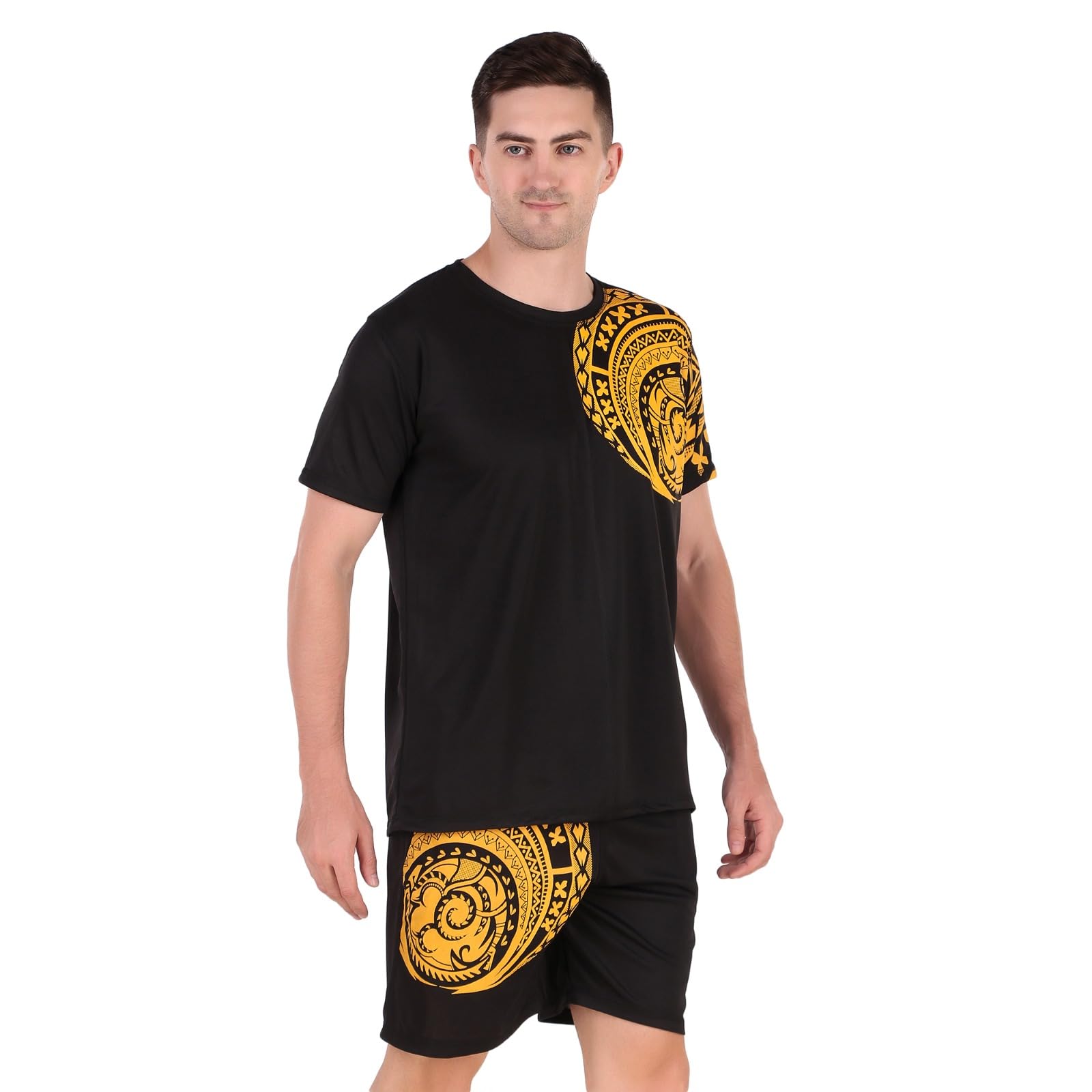 Toxic ADDICTION Gym track suit for men, Summer Co-ord Sets for Men Polyester Track Suit for Running, Gym Workout & Sports (YELLOW BORDER, LARGE) 1