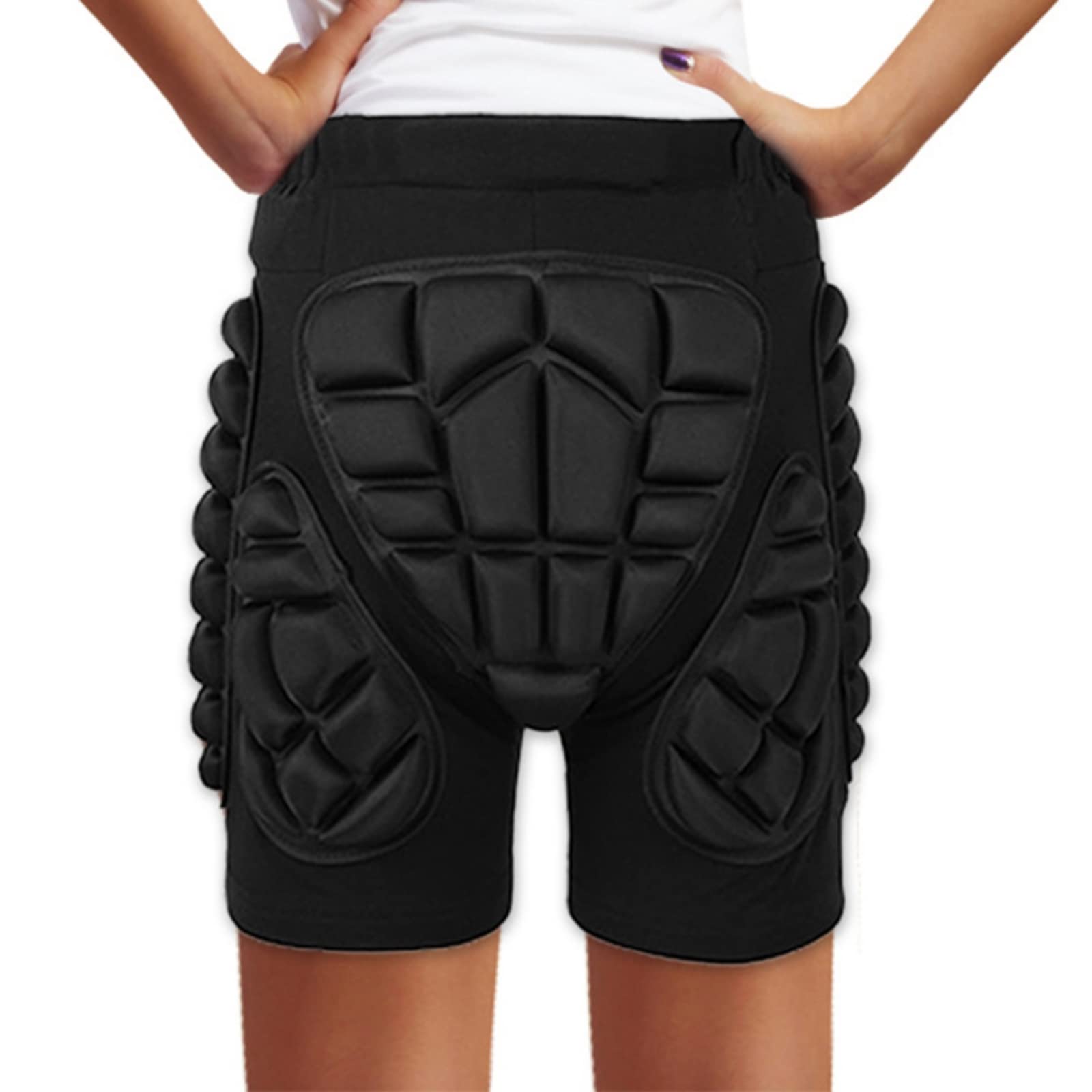 Blaward Protective Padded Shorts, 3D Protection Hip Butt Protector Snowboarding Padded Short Pants for Men Women Youth Ski Black