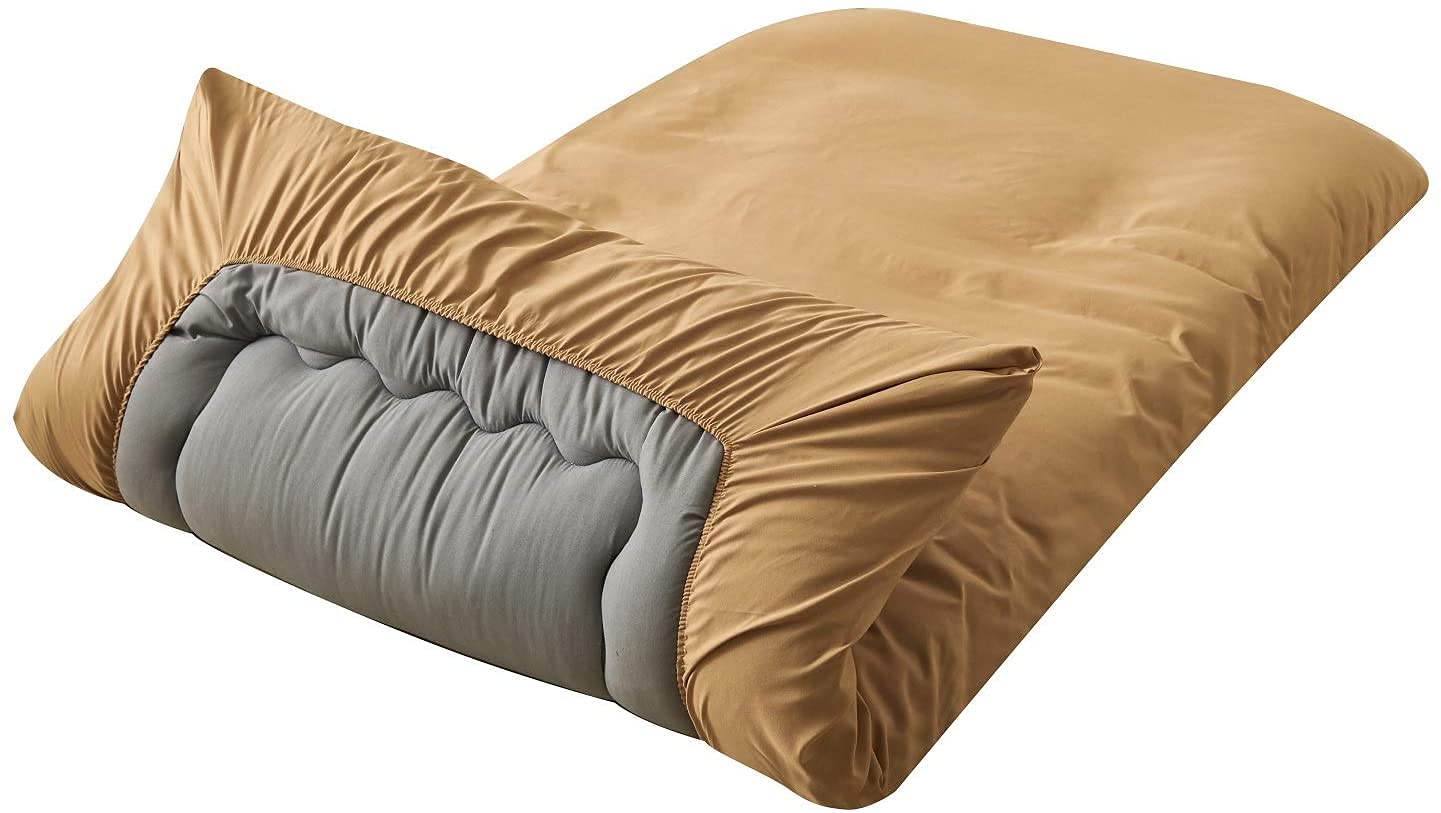 シングル・105x215cm_キャメル 敷布団カバー シングル 綿100 キャメル ワンタッチシーツ 無地 敷きシーツ 防ダニ 通気吸湿 フィットシーツ 平織り