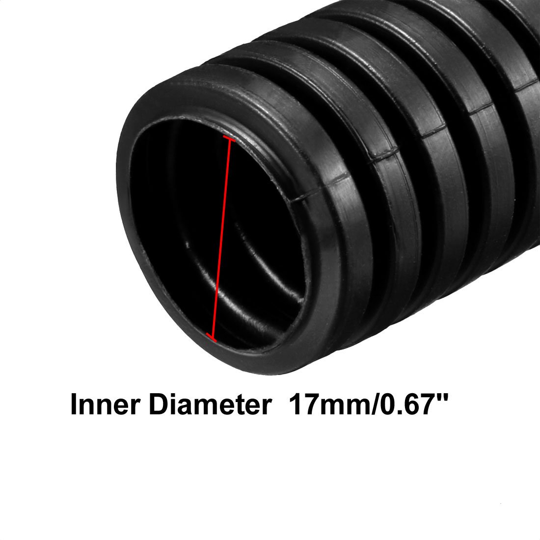 sourcing map Tubo corrugado Conducto PP Tubo de polietileno Tubo flexible Manguera Negro 17 mm Diámetro interior 21,2 mm Diámetro exterior. 5,7 millones de largo