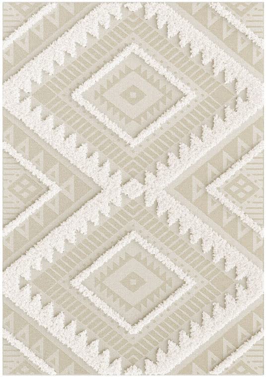 BALTA Home Tapis en Relief géométrique - Salvador - Losanges écru et Beige Naturel - 160 x 230 cm