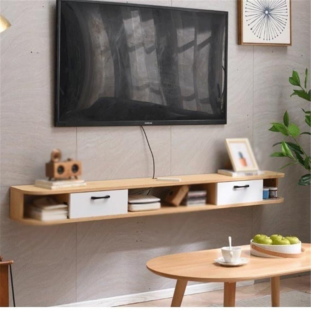 Konsola telewizyjna Wiszący stojak pod telewizor, szafka ścienna pod telewizor do salonu, jadalni, sypialni stolik pod telewizor w salonie(Natural)