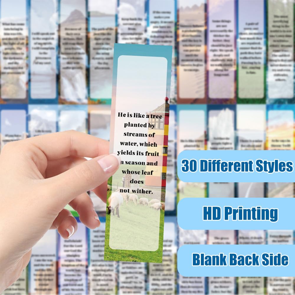 30 PCS Christian Bookmarks Inspirational Bible Verse Bookmarks Paper Nature Book Markers with Encouraging Quote for Men Women Reading Supplies - Image 3