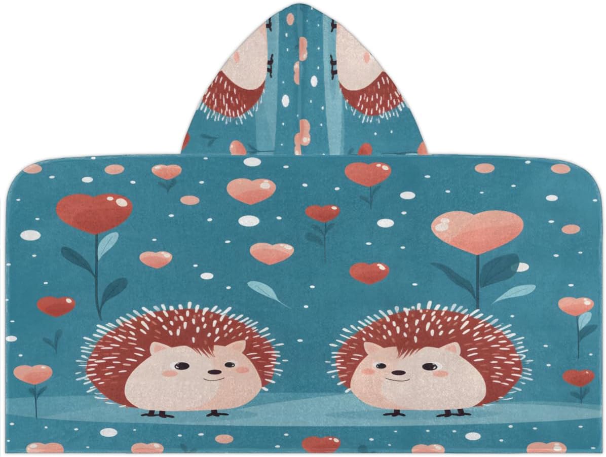 Pardick Kids Bath Towel Cute Hedgehogs Beach Towel with Hood Pool Cover Up for Girls Boys Soft Absorbent Hooded Bath Towel Toddler Towels for Beach, Pool
