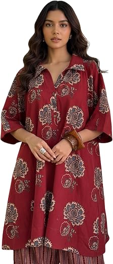 Leriya Fashion Women’s Rayon Kurta Pant Set | Casual Style Ethnic Co-ord Set for Women Stylish | Black Print Kurti for Off...