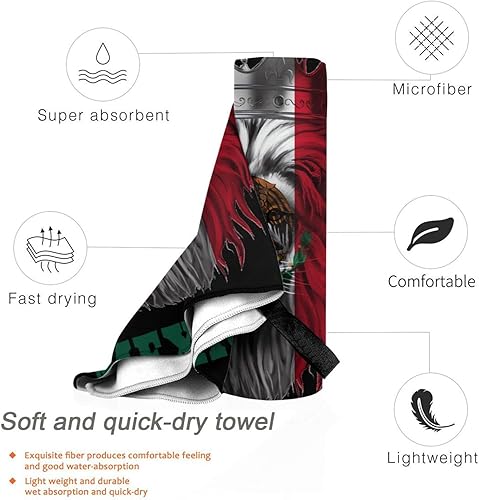 Miniatura 3 de Toalla de playa de microfibra, toalla de baño grande de León México con bandera mexicana para mujeres y hombres, toallas de baño de secado rápido,