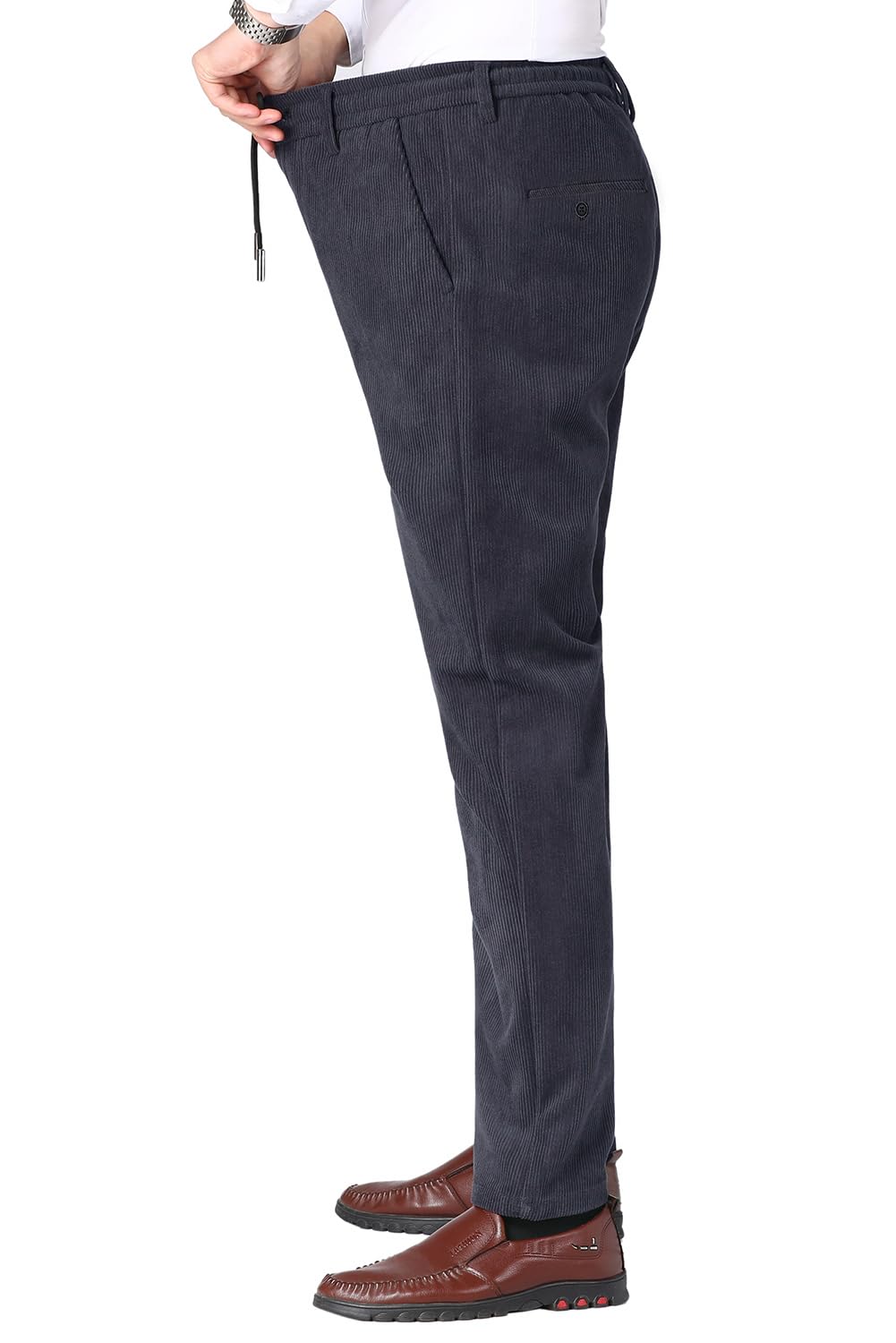 Pantaloni da Uomo in Velluto a Coste Ufficio Pantaloni Eleganti Elasticizzato Pantaloni da Jogging Formale e Casual con Coulisse