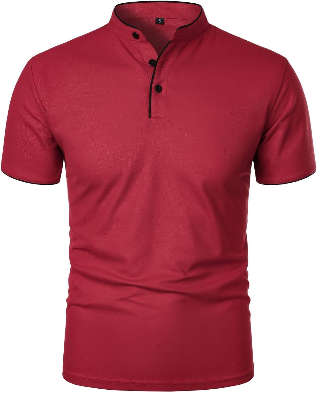 Men's Golf Henley Shirt Band Collar Short Sleeve Tops Casual Summer Tshirts Business Work Outfits