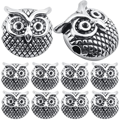 BronaGrand 30pcs Antique Silver Owl Spacer Beads Tibetan Alloy Animal