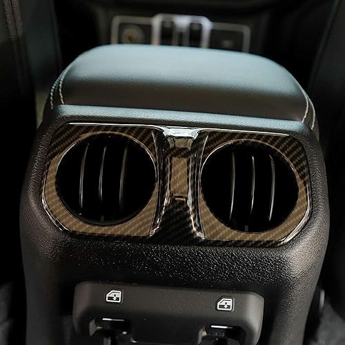 Vista 2 de Cubierta de ventilación trasera de aire acondicionado, accesorios interiores de fibra de carbono para Jeep Wrangler JL Gladiator JT Sahara