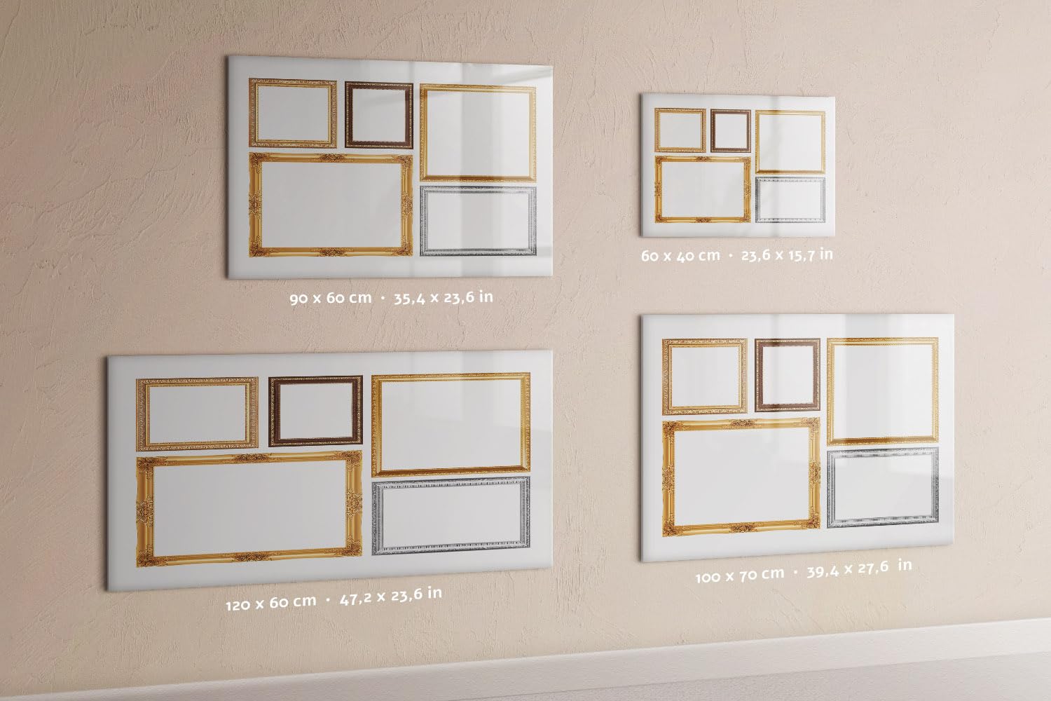 Lavagna magnetica per ufficio 100x70 cm | Cornice dorata