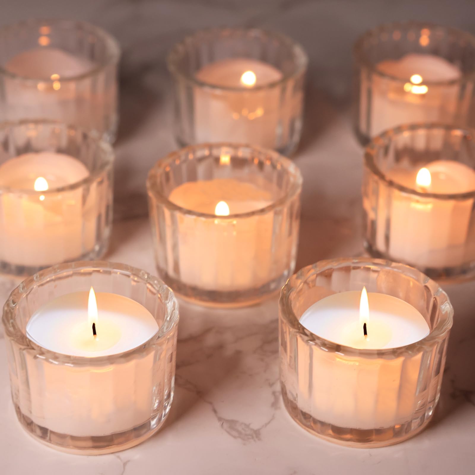 Avmvnvc Portavelas, 15 Piezas Portavelas Cristal Transparente Porta Velas Set para Boda Cumpleaños Fiesta Portavelas Decoración Candelabros Decorativos de Velas para Centros Decorativos de Mesa