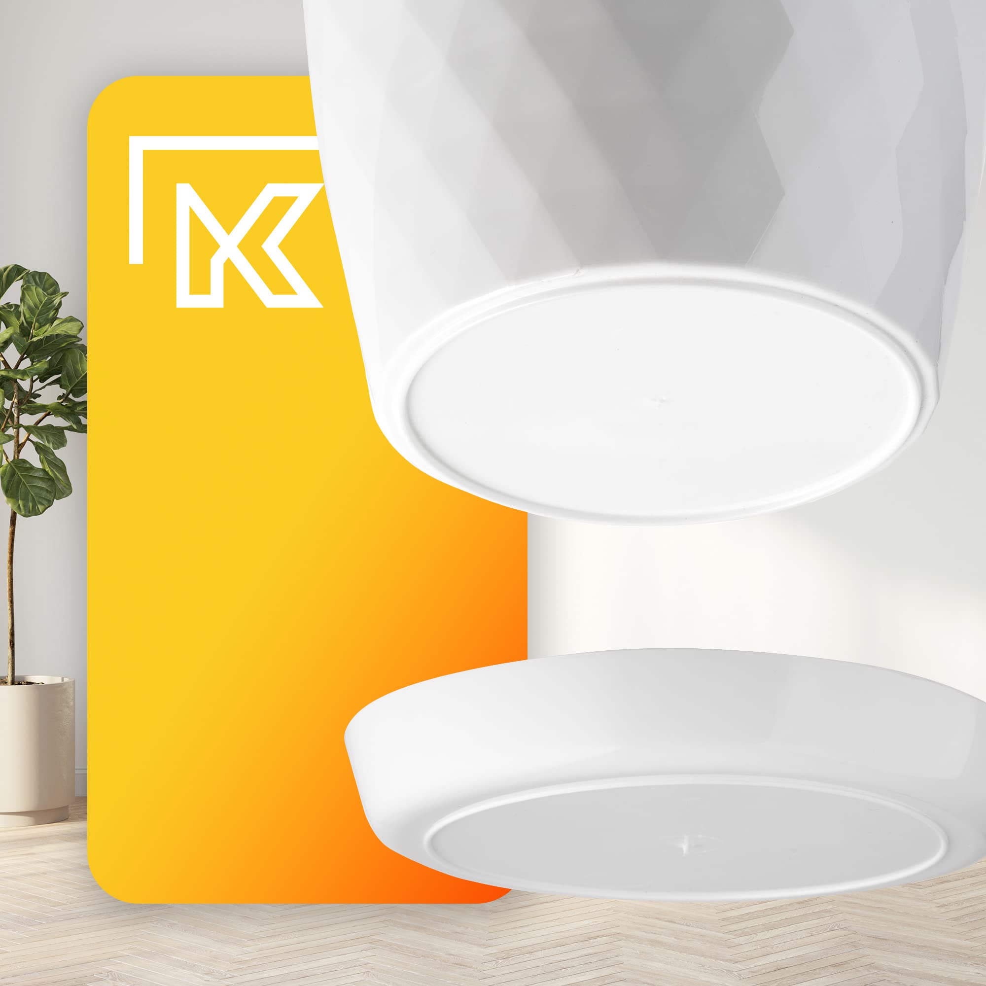 KADAX Vaso da Fiori con Sottovaso, Forma Ondulata Tridimensionale, Plastica, Vaso Decorativo per Fiori, Cactus ed Erbe, 15 cm, Marrone