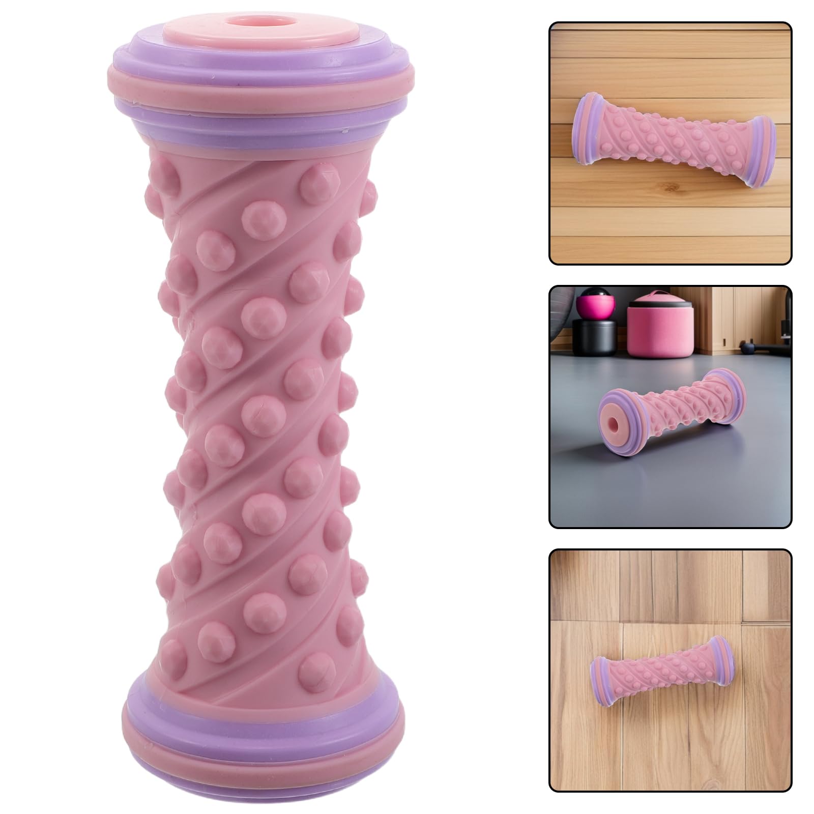Rodillo Masajeador para Fascia Plantar y Músculos de Pantorrilla, 17 Cm, Color Rosa Púrpura, Rodillo de Masaje Texturizado para Pies, Herramienta Portátil para Yoga y Relajación