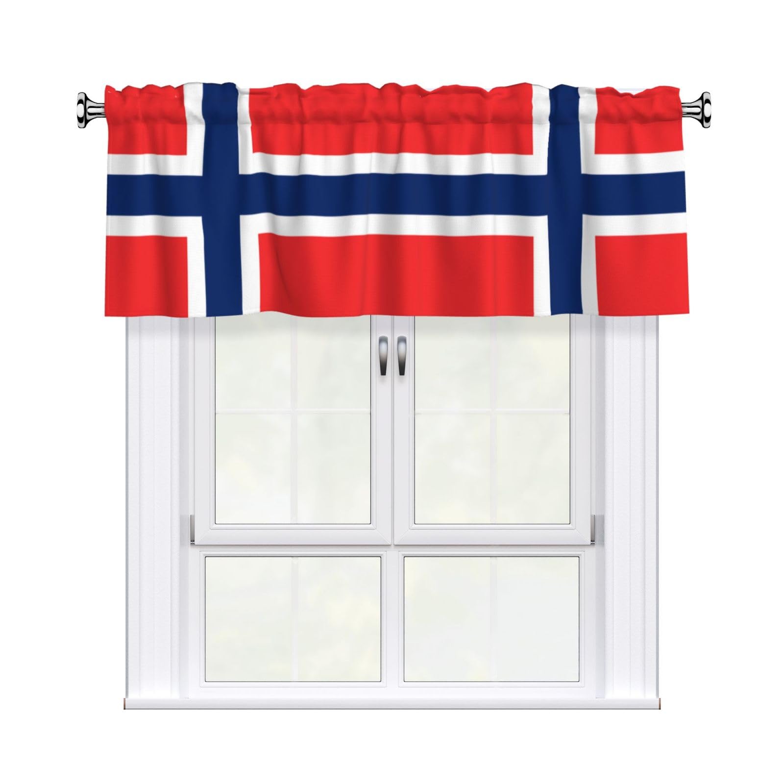 HJFCZH Norwegian flag Prints Durable Window Layer – 54x18 Inch 100% Polyester Peach Skin Valance for Long-Lasting Style