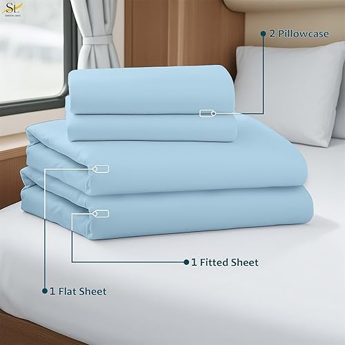 Miniatura 4 de Shreem Linen Juego de sábanas de microfibra de lujo de 4 piezas, bolsillo profundo que se adapta a hasta 10 pulgadas, suave, resistente a las