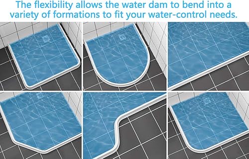 Miniatura 5 de Umbral de ducha de 39 pulgadas, barrera de agua plegable, sistema de retención de tapón de agua, separación seca y húmeda para baño, cocina y más