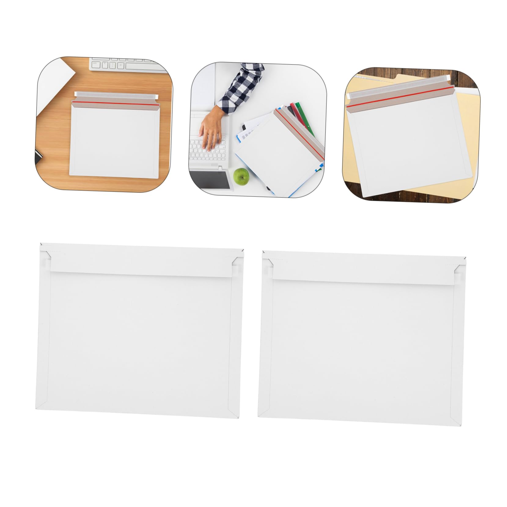 OSALADI 20pièces Enveloppes Expédition Rigides Plates Carton Blanc avec Fermeture Autocollante pour Documents Photos et Magazines