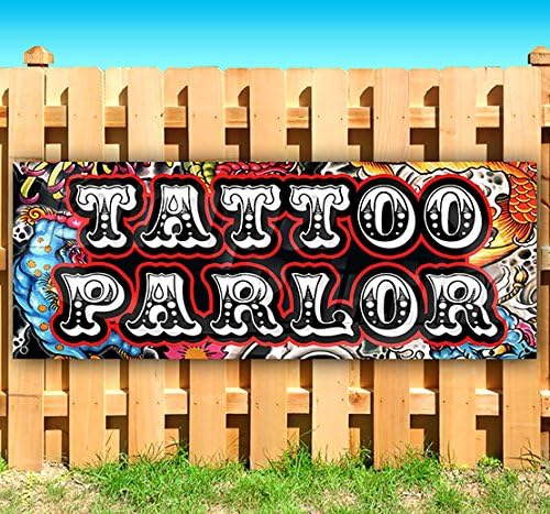 Tattoo Parlor 13 oz Heavy Duty Vinyl Banner Sign with Metal Grommets, New, Store, Advertising, Flag