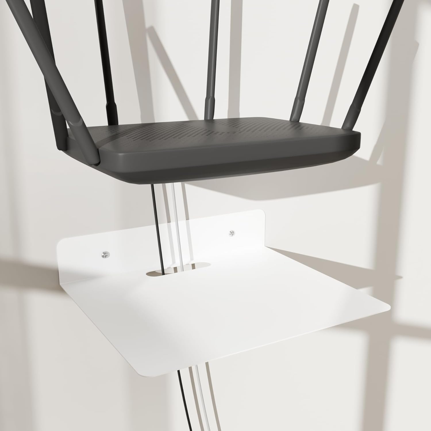 Étagère murale projecteur avec support décodeur TV, routeur Wi-Fi et enceinte